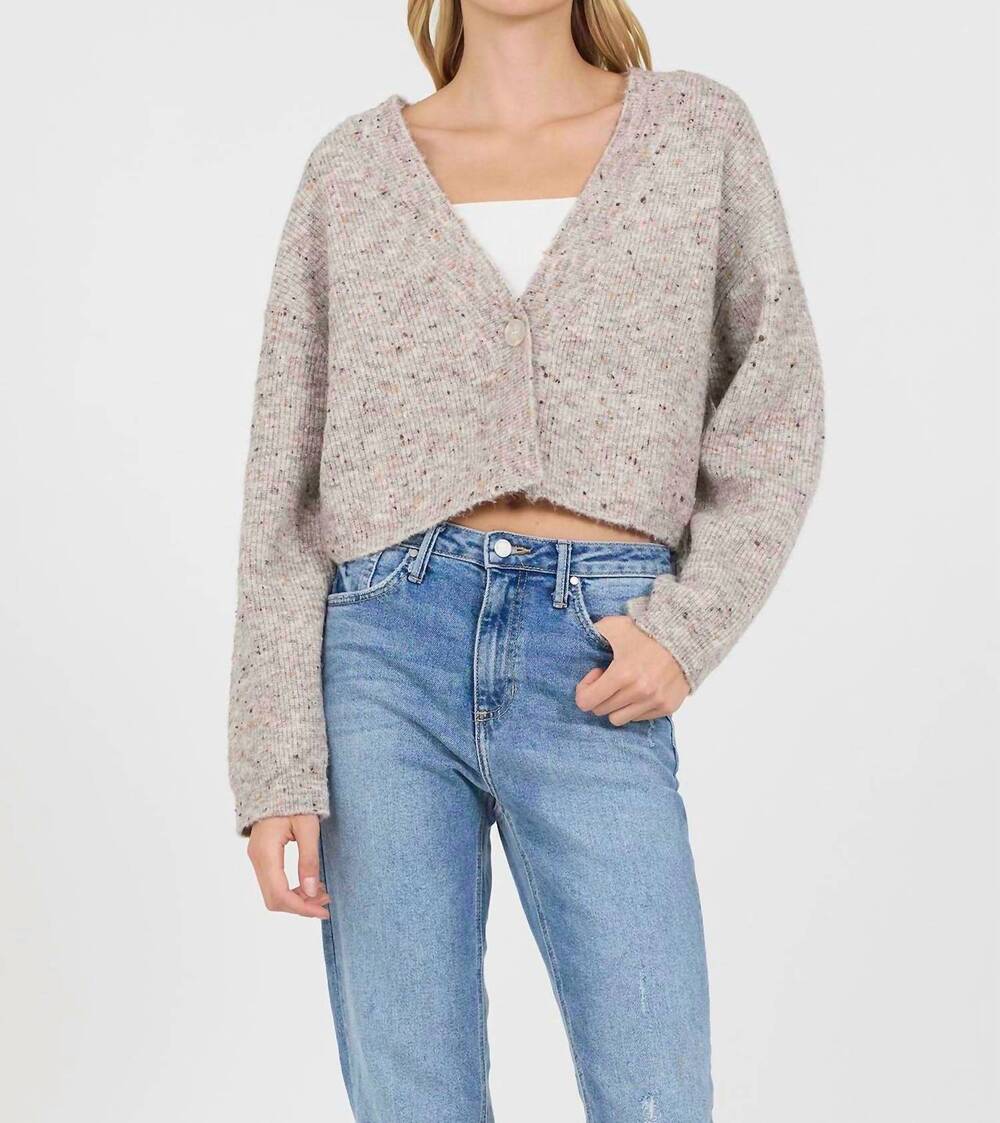 NEW STITCHES & STRIPES lima cropped cardigan in tan chalk mix